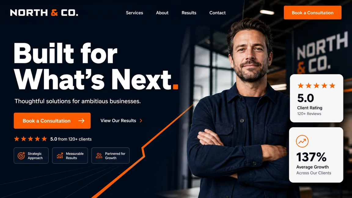Bold and persuasive style business website example