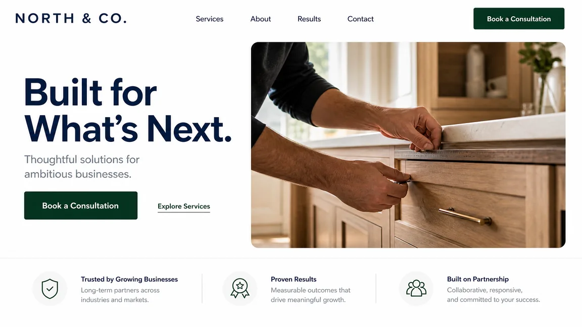 Professional style business website example